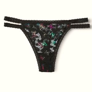 PINK Allover Lace Strappy Thong